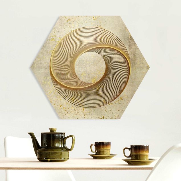 decoraçao cozinha Line Art Circle Spiral Gold