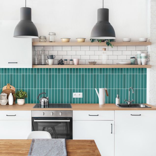 Backsplash de cozinha imitação azulejos Subway Tiles - Turquoise