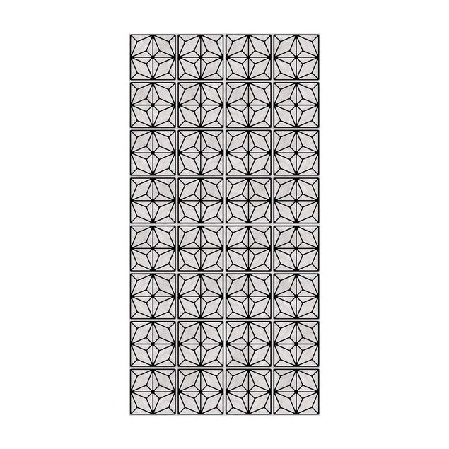 Tapetes imitação azulejos Tile Pattern Star Geometry Black