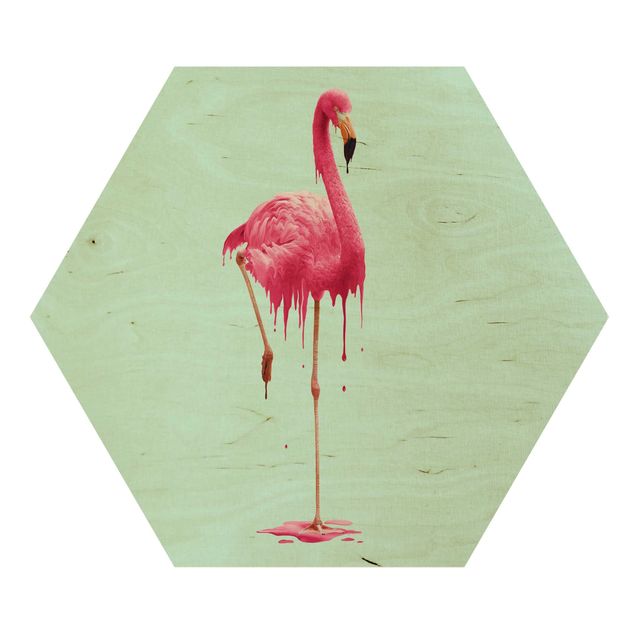 Quadros hexagonais Melting Flamingo
