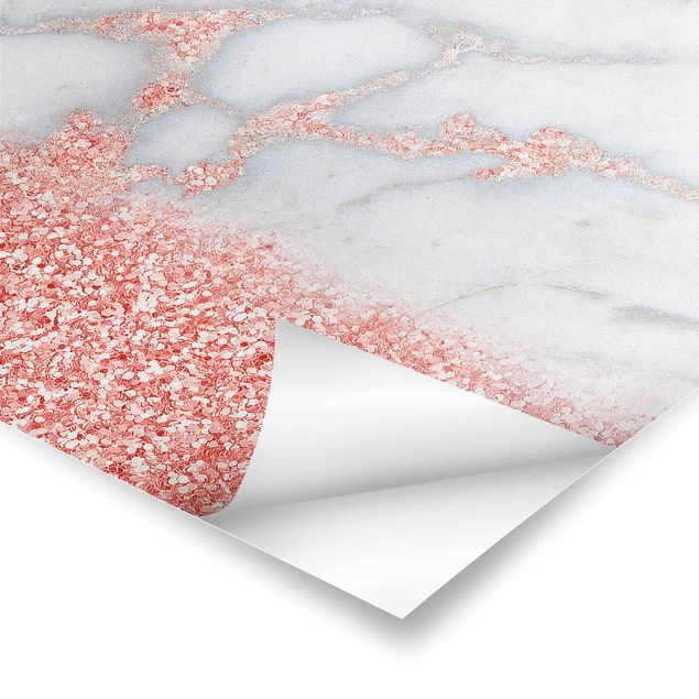 Quadros decorativos Marble Look With Pink Confetti