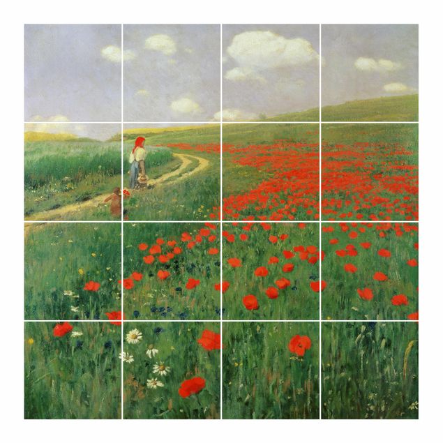 Películas autocolantes Pál Szinyei-Merse - Summer Landscape With A Blossoming Poppy
