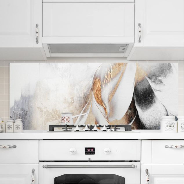 decoraçao para parede de cozinha Golden Abstract Painting Winter