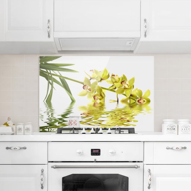 Painel anti-salpicos de cozinha flores Elegant Orchid Waters