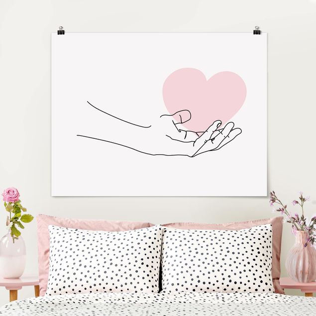 decoraçao para parede de cozinha Hand With Heart Line Art