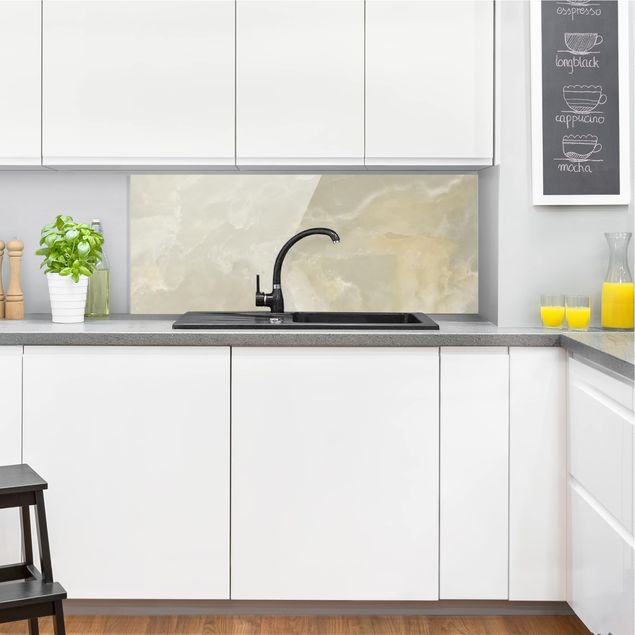 Painel anti-salpicos de cozinha imitação pedra Onyx Marble Cream