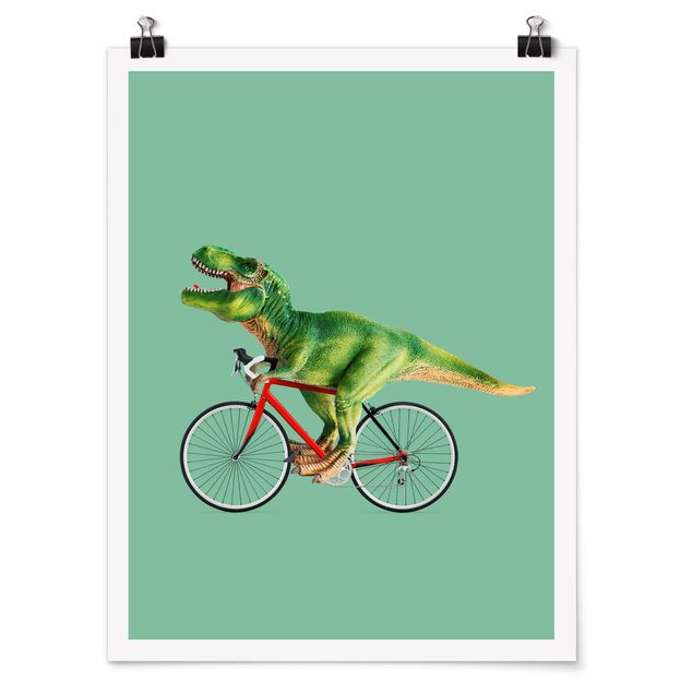 Posters animais Dinosaur With Bicycle
