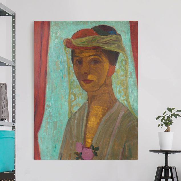 Quadros movimento artístico Expressionismo Paula Modersohn-Becker - Self-Portrait with a Hat and Veil