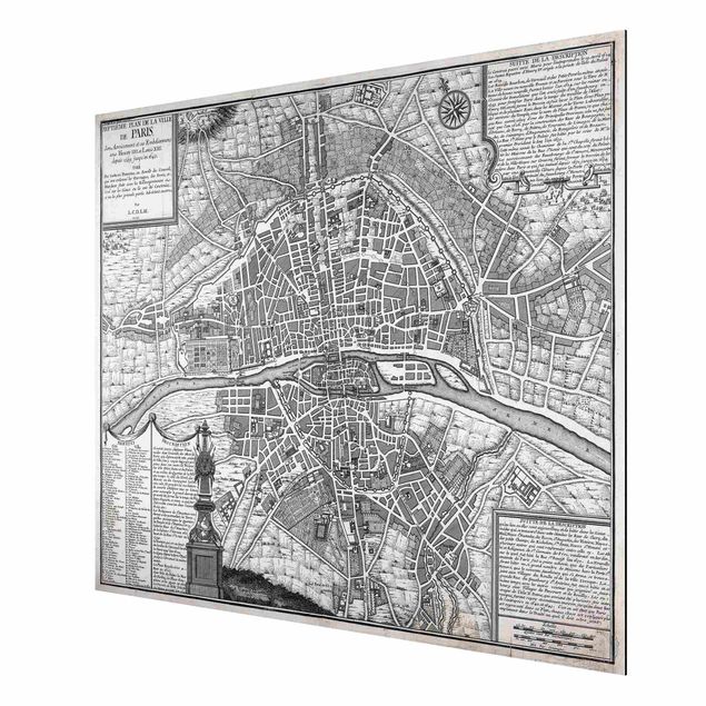 quadro mapa do mundo Vintage Map City Of Paris Around 1600