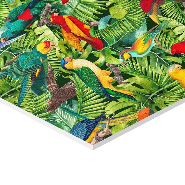 Quadros de Andrea Haase Colorful Collage - Parrot In The Jungle