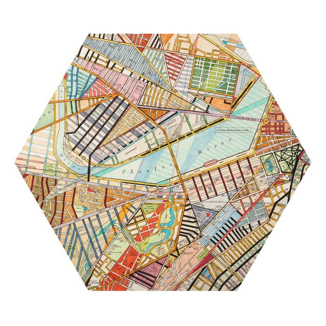 Quadros decorativos Modern Map Of Boston