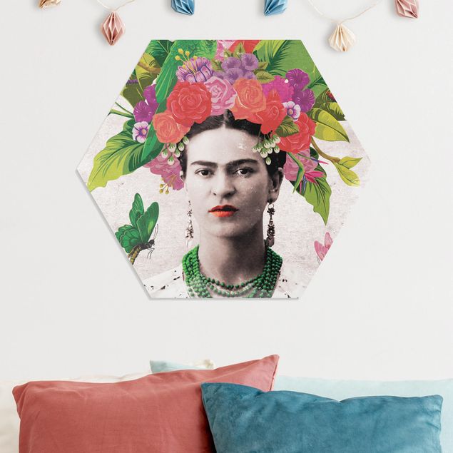 quadro de borboletas Frida Kahlo - Flower Portrait