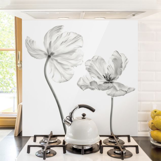 decoraçao para parede de cozinha Two Delicate White Tulips