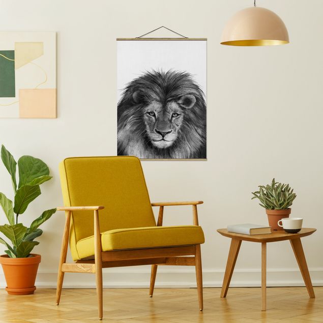 Quadros leões Illustration Lion Monochrome Painting