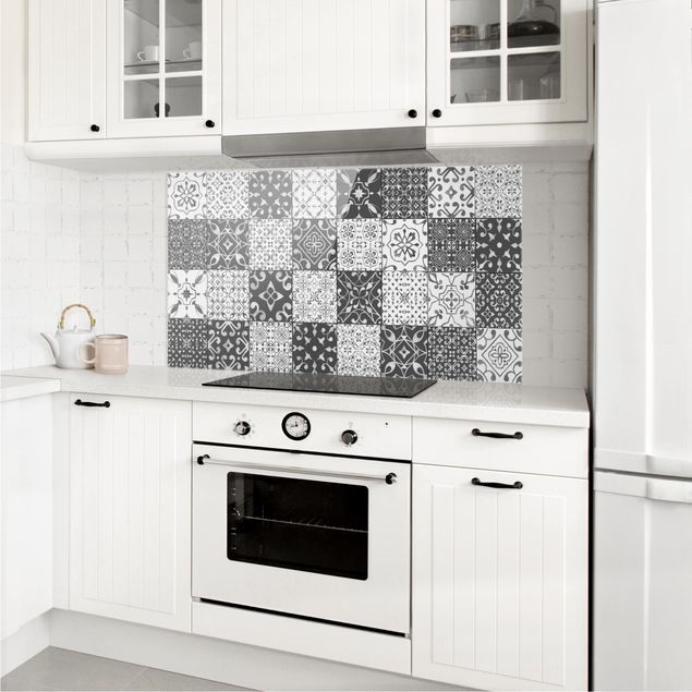 Painel anti-salpicos de cozinha padrões Tile Pattern Mix Gray White
