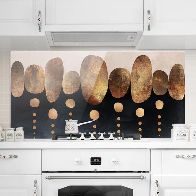 decoraçao para parede de cozinha Abstract Golden Stones