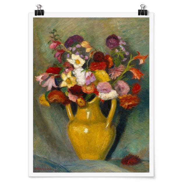 Posters quadros famosos Otto Modersohn - Colourful Bouquet in Yellow Clay Jug