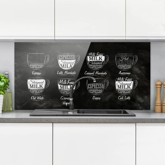painel anti salpicos cozinha Coffees chalkboard