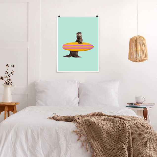 Posters quadros famosos Otter With Surfboard