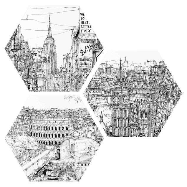 Quadros cidades City Studies - New York - London - Rome