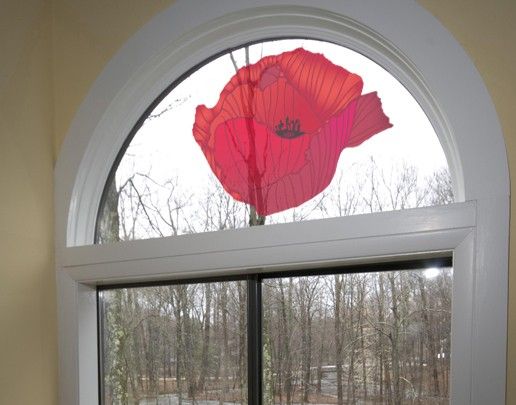 Autocolantes para vidros flores Red Poppy