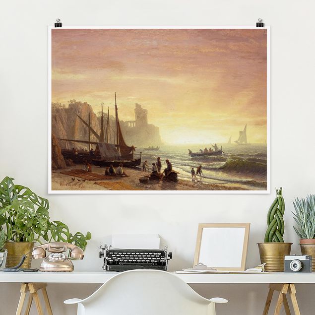 decoraçao para parede de cozinha Albert Bierstadt - The Fishing Fleet