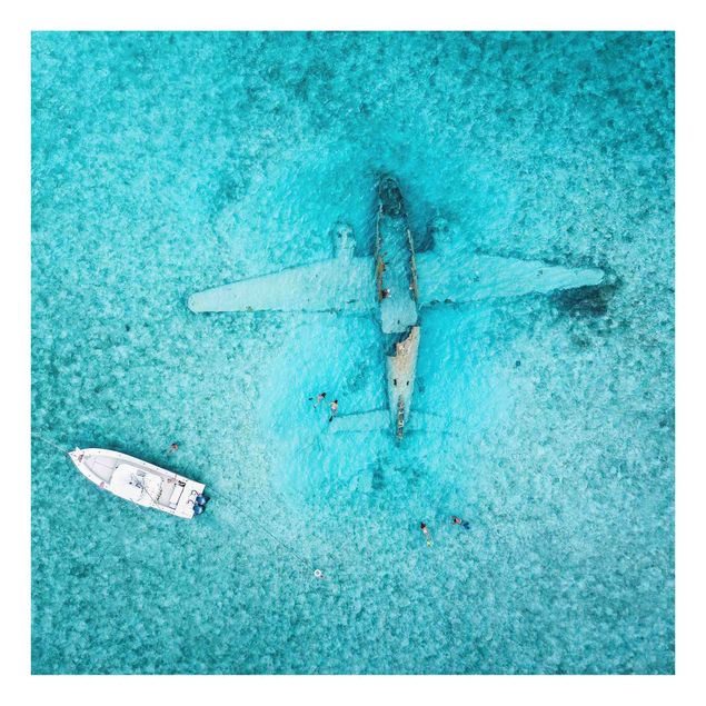 Painel anti-salpicos de cozinha Top View Airplane Wreckage In The Ocean