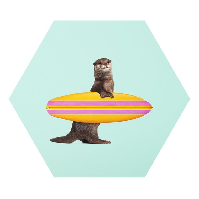 quadros decorativos para sala modernos Otter With Surfboard
