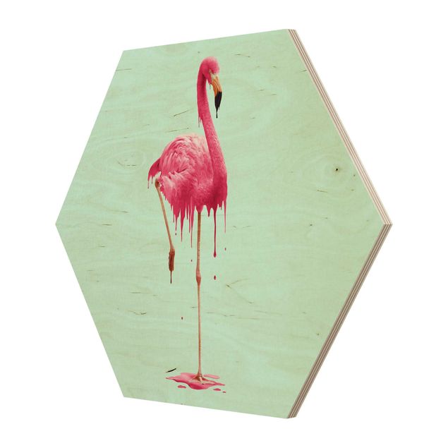 Quadros hexagonais Melting Flamingo