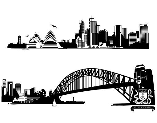 Autocolantes de parede com nomes de cidades No.FB50 Sydney Skyline XXL