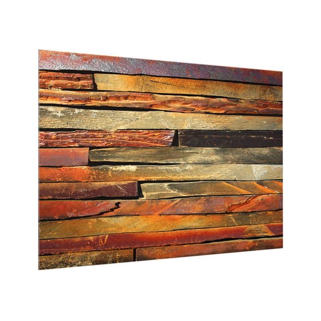 Painel anti-salpicos de cozinha imitação madeira Stack of Planks