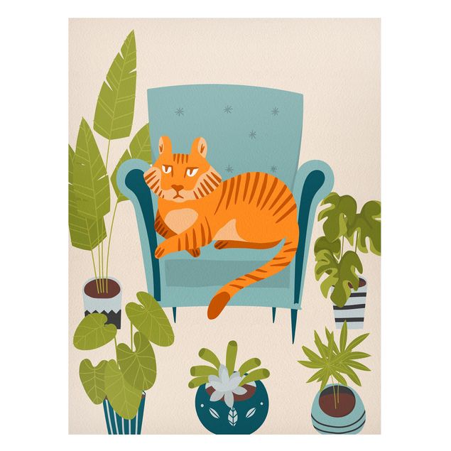 quadro de gato Domestic Mini Tiger Illustration