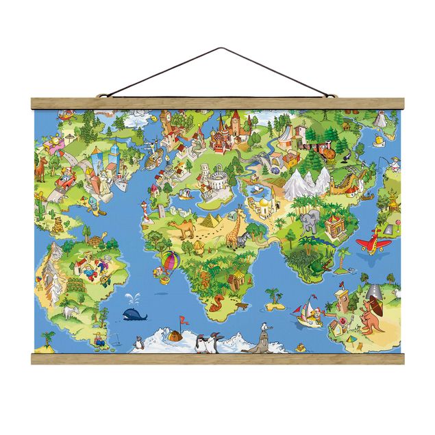 quadros azuis Great and Funny Worldmap