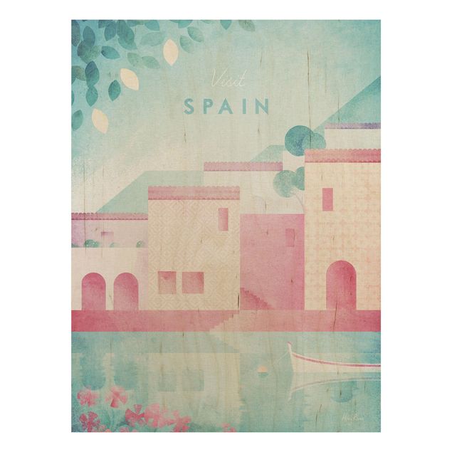 Quadros em madeira vintage Travel Poster - Spain