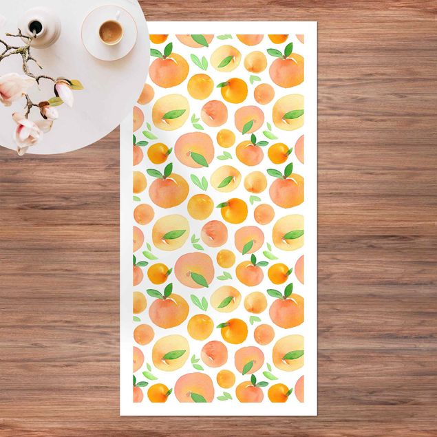 Tapete para varandas Watercolour Oranges With Leaves In White Frame