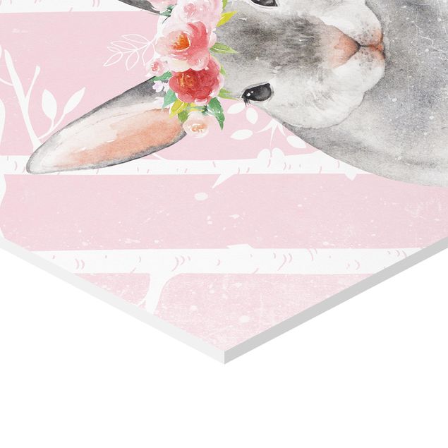 Quadros decorativos Watercolor Bunny Pink
