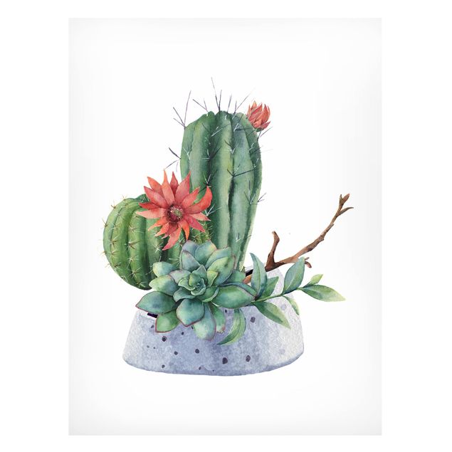 Quadros magnéticos flores Watercolour Cacti Illustration