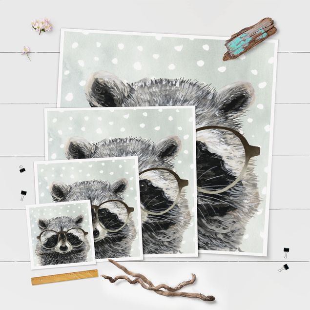 Quadros decorativos Animals With Glasses - Raccoon