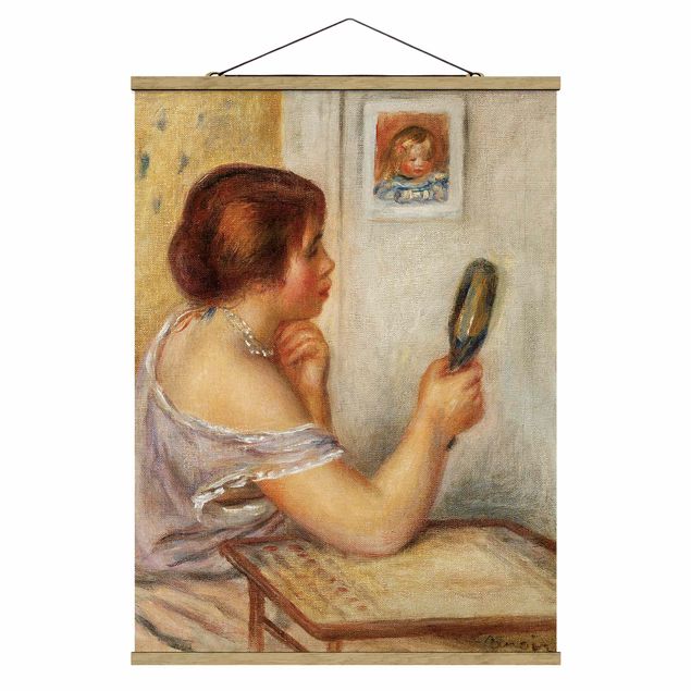 Quadros famosos Auguste Renoir - Gabrielle holding a Mirror or Marie Dupuis holding a Mirror with a Portrait of Coco