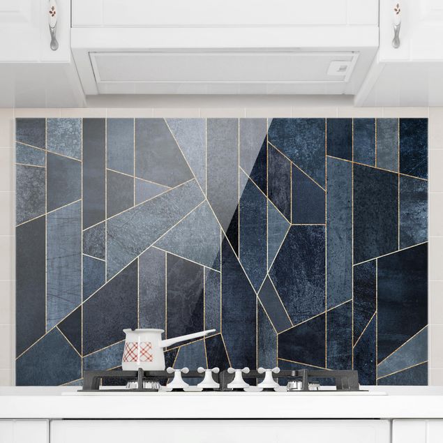 decoraçao para parede de cozinha Blue Geometry Watercolor