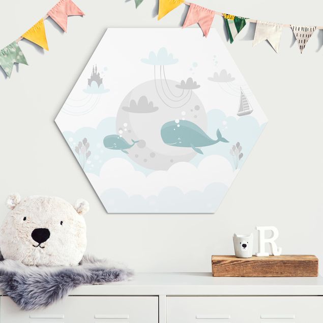 decoração quarto bebé Clouds With Whale And Castle