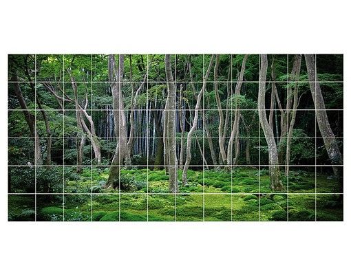 Películas para azulejos em verde Japanese Forest
