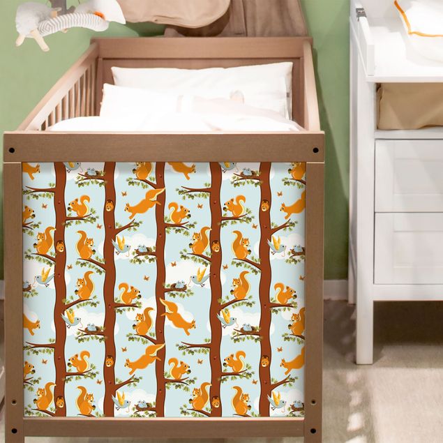 decoração para quartos infantis Cute Kids Pattern With Squirrels And Baby Birds
