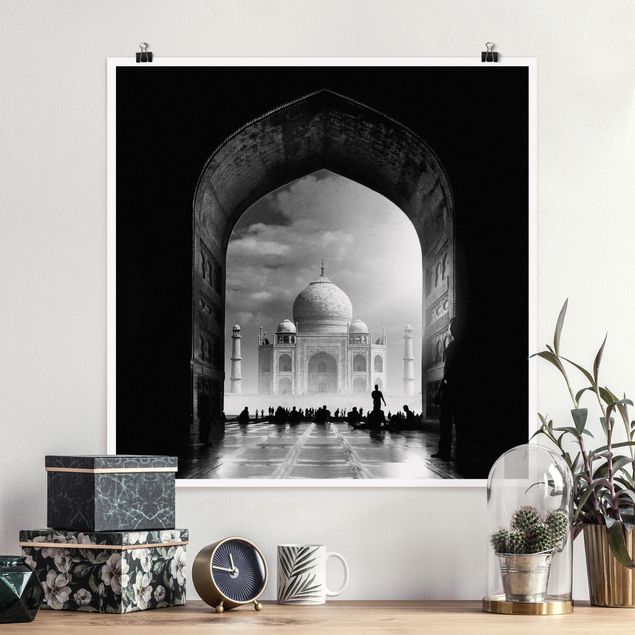 poster preto e branco The Gateway To The Taj Mahal