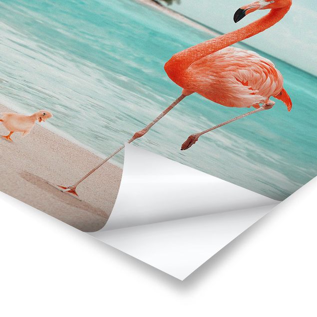 Posters quadros famosos Beach With Flamingo