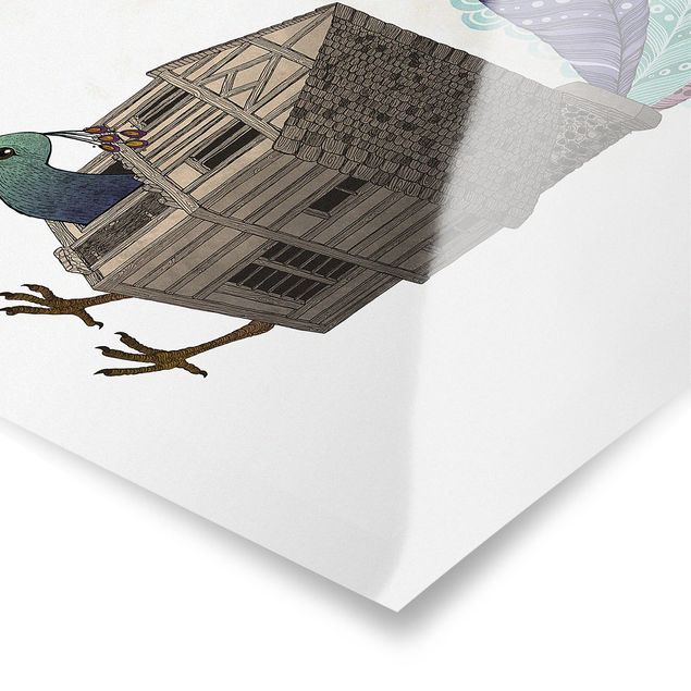 Quadros de Laura Graves Art Illustration Birdhouse With Feathers