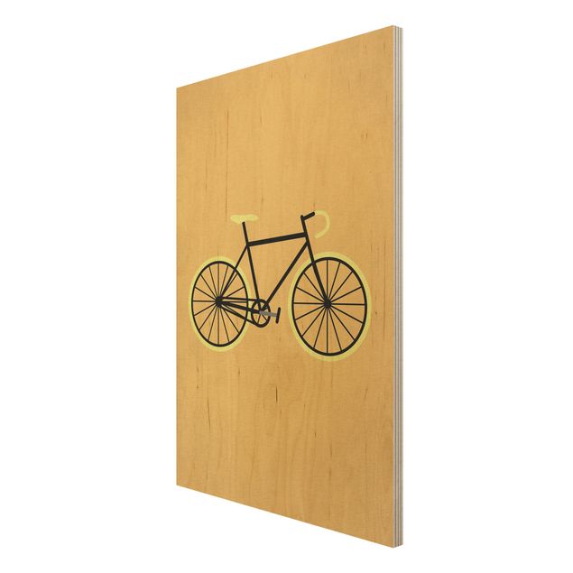 quadros em madeira para decoração Bicycle In Yellow