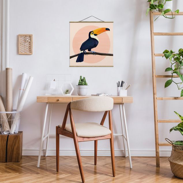 quadros modernos para quarto de casal Illustration Bird Toucan Painting Pastel