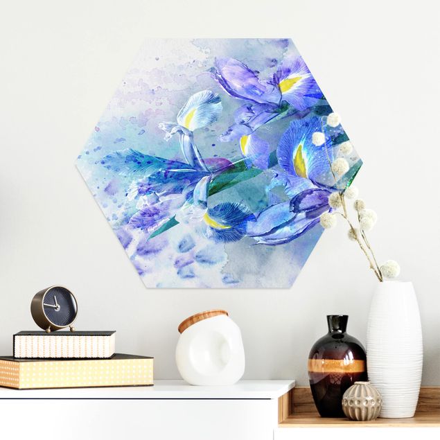 decoraçao para parede de cozinha Watercolour Flowers Iris