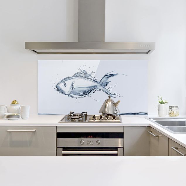 painel anti salpicos cozinha Liquid Silver Fish